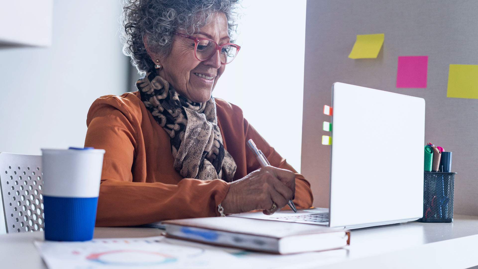 woman working at laptop