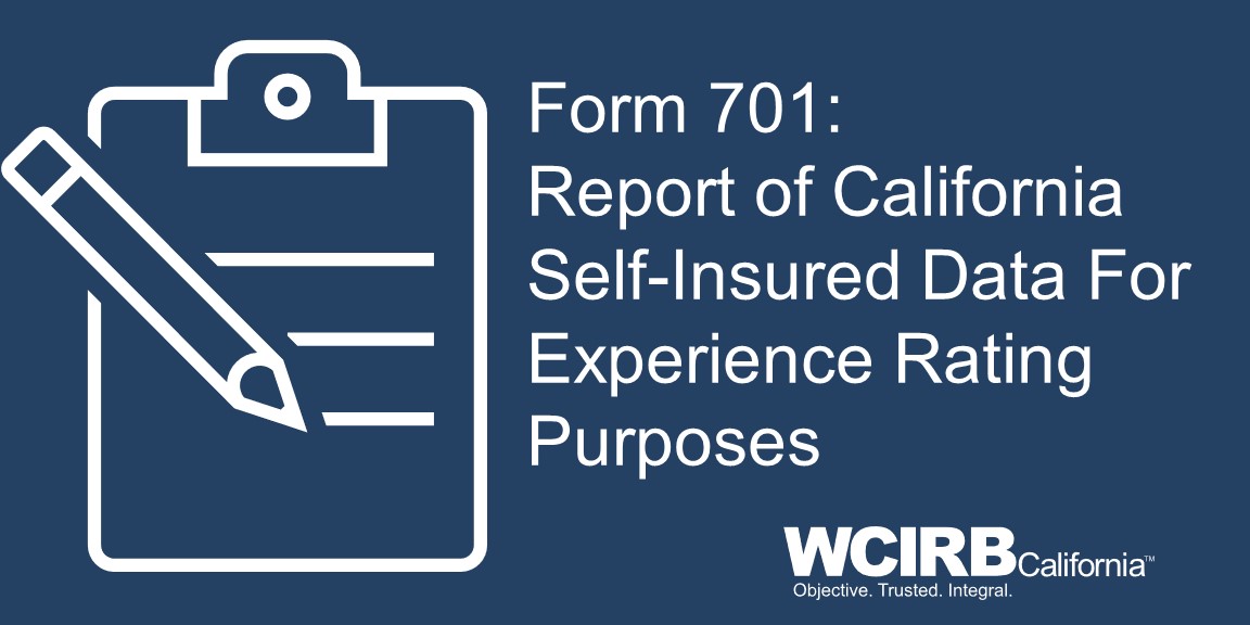 Cover - Form 701: Report of California Self-Insured Data For Experience Rating Purposes